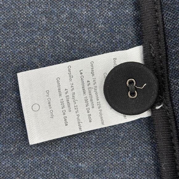 Bella Luxx Perfect Everyday Blazer Size S Blue Black Stretch Jacket Silk Collar - Picture 13 of 13